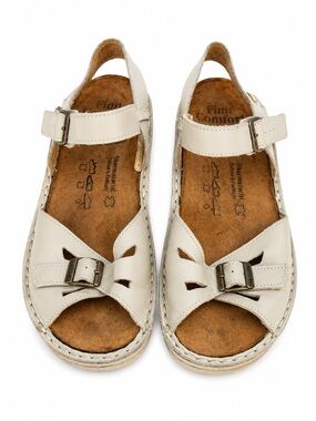 Finn Comfort Comfort Leather Sandals Cream White EU 37